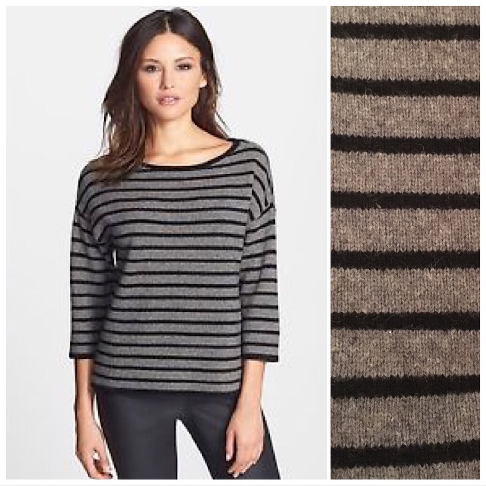 Eileen Fisher wool black & gray striped sweater